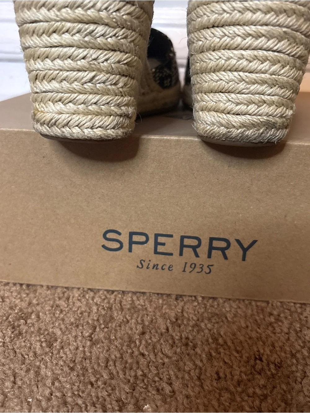 SPERRY TOP SIDERS VALENCIA ESPADRILLE SANDEL BLACK & WHITE Sz 9.5